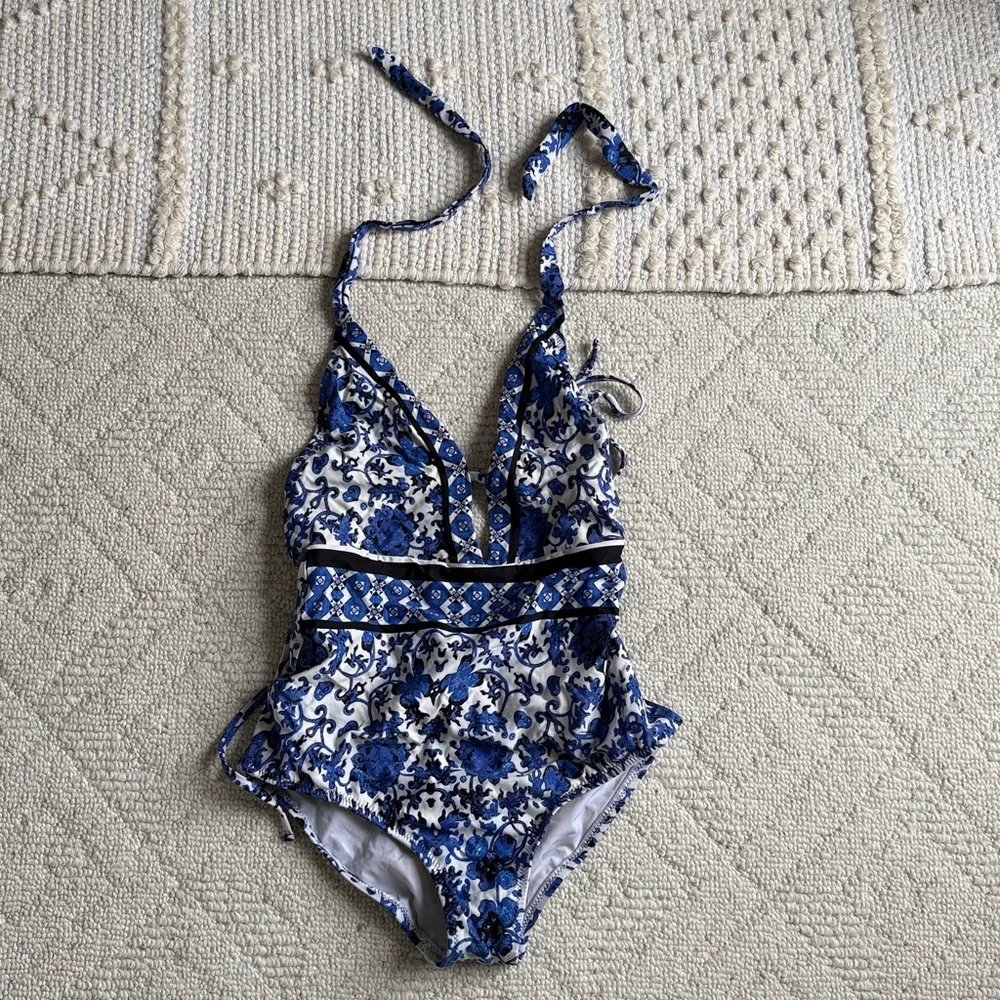 Anthropologie Nanette Lepore St. Etienne Goddess One Piece Halter Swimsuit - Picture 3 of 10